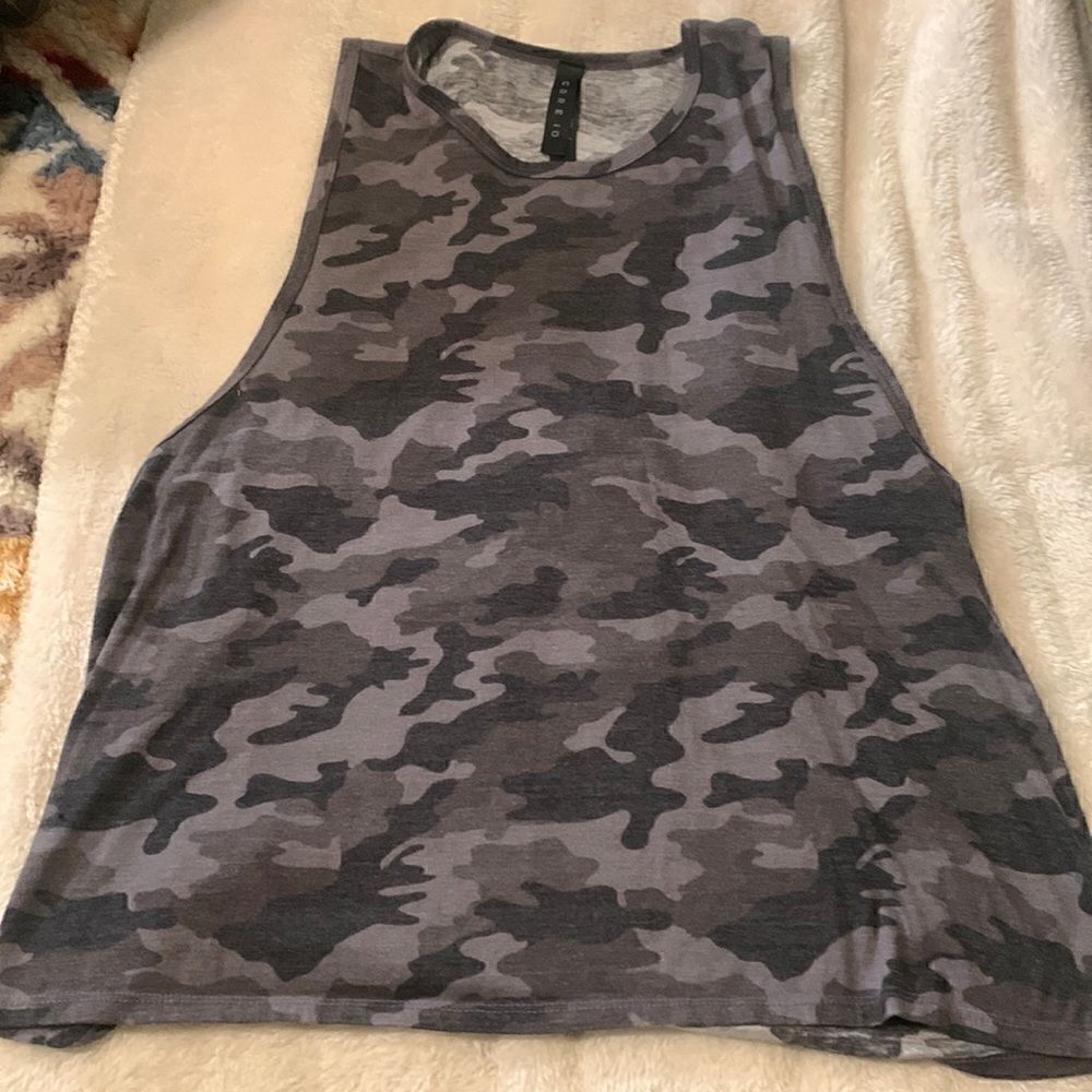 CORE 10, tank top, grey/black camo, large, scoop neck